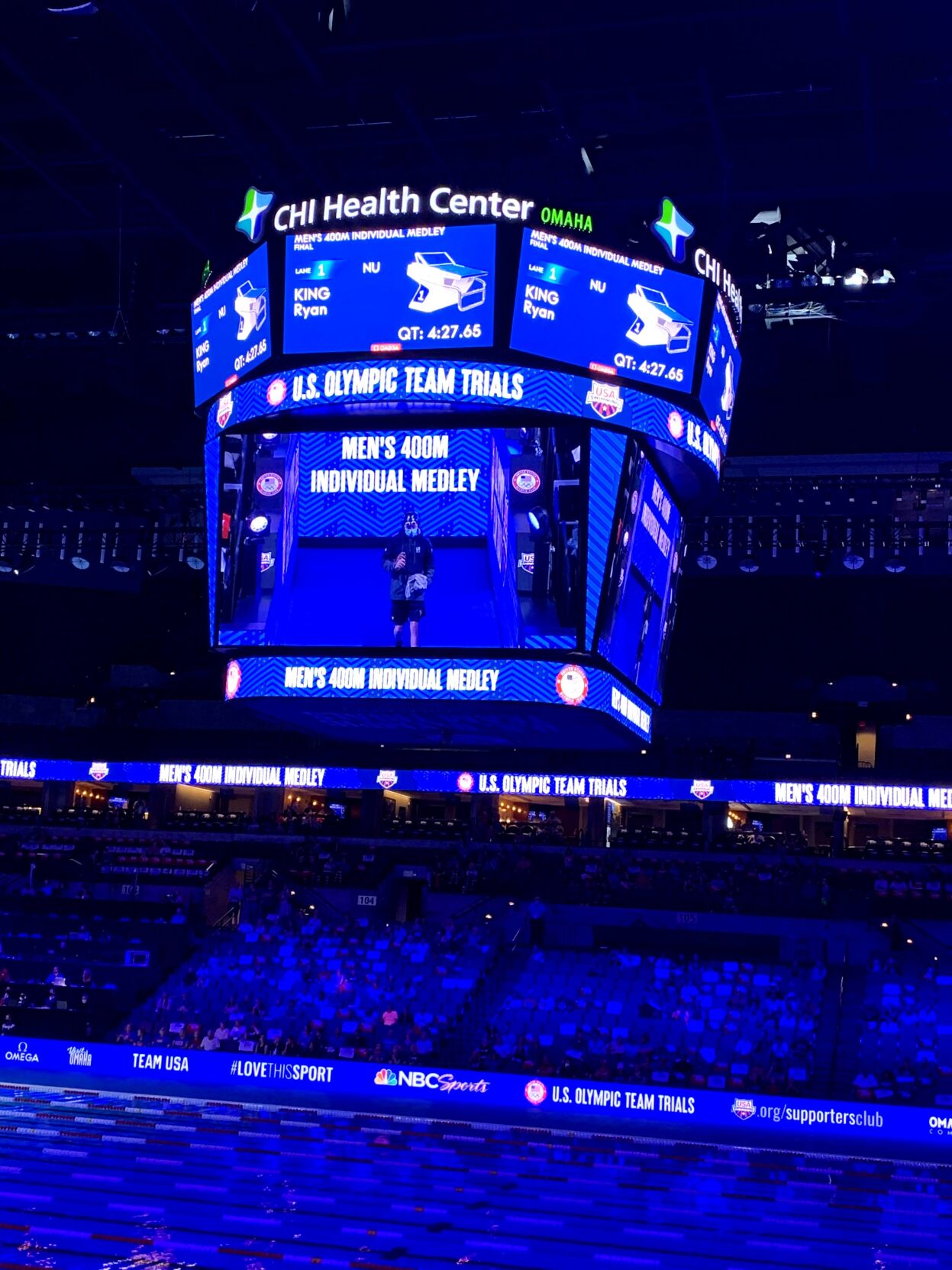 Ryan King on jumbotron Olympic team trials